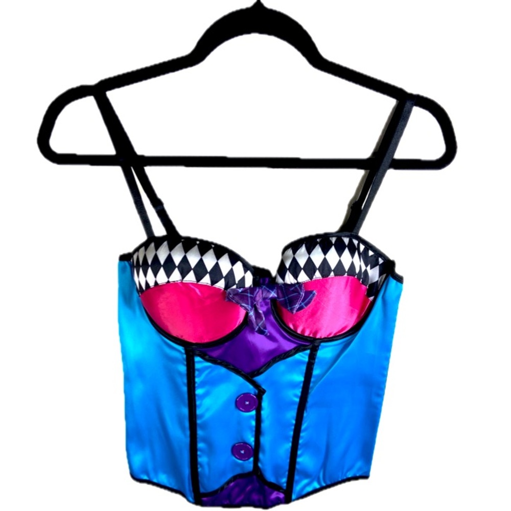 AMSCAN Mad Hatter Corset Bustier Multicolor Adult Size M/L - Picture 2 of 9